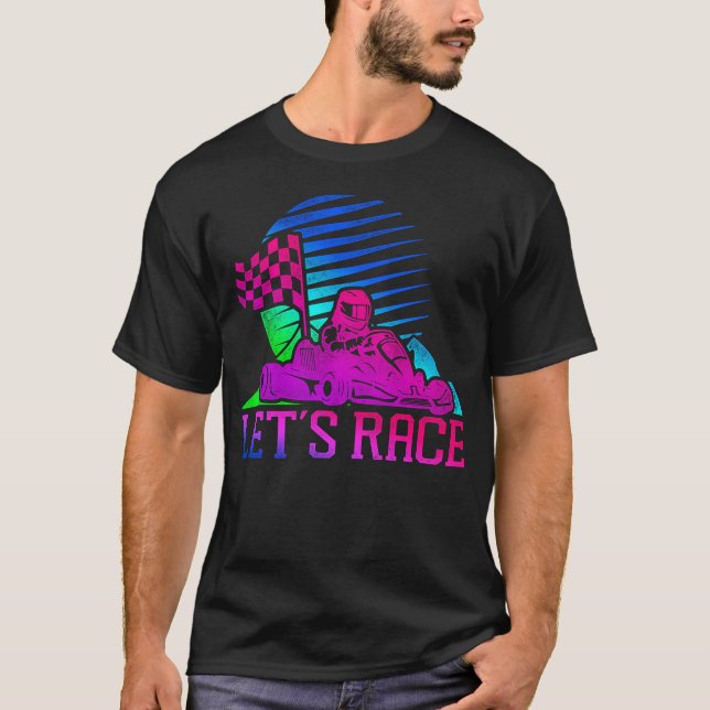 T-shirt Go Kart Race 80s 90s Retro (Devant)