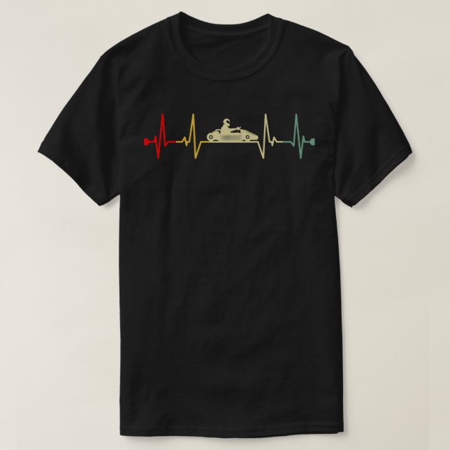 T-shirt Go Kart Racing Heartbeat Retro (Design devant)