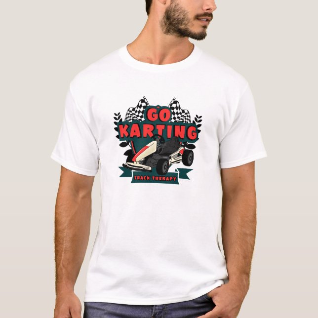 T-shirt Go Kart Racing Shirt.Racing Tee,À damiers (Devant)
