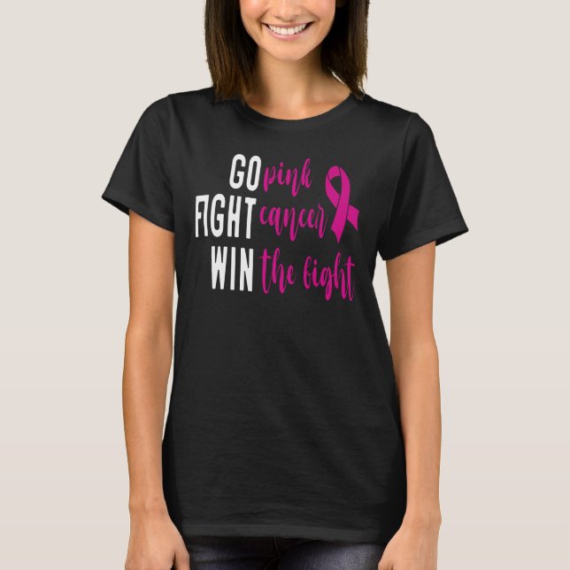 T-shirt Go Pink Combattre Le Cancer Gagner Le Combat, Moti (Devant)