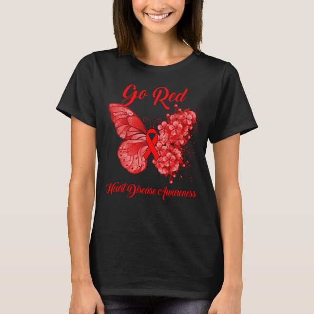 T-shirt Go Red Butterfly Sensibilisation aux maladies card (Devant)