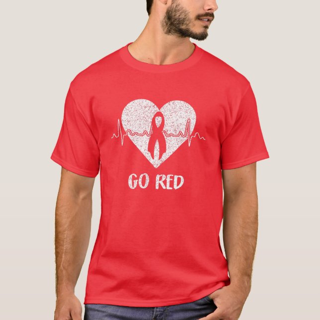 T-shirt Go Red Day Heart Ribbon Cardiopathie Mois Cadeau (Devant)
