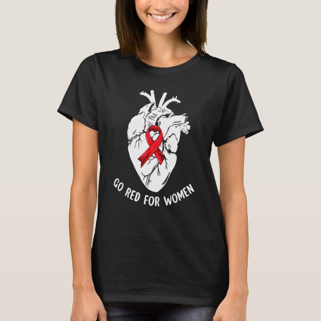 T-shirt Go Red For Women Heart Health Awareness Cardiac Nu (Devant)