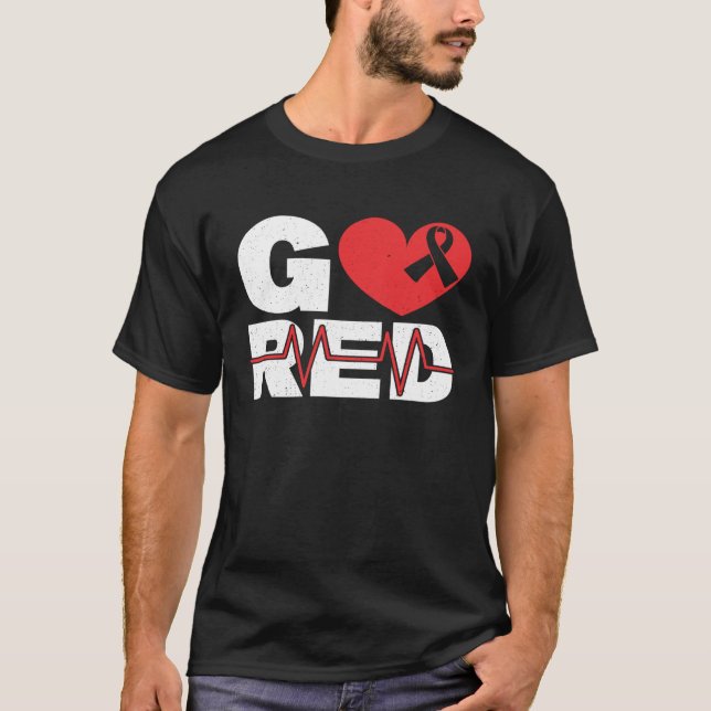 T-shirt Go Red Heart Health Heart Disease Awareness (Devant)