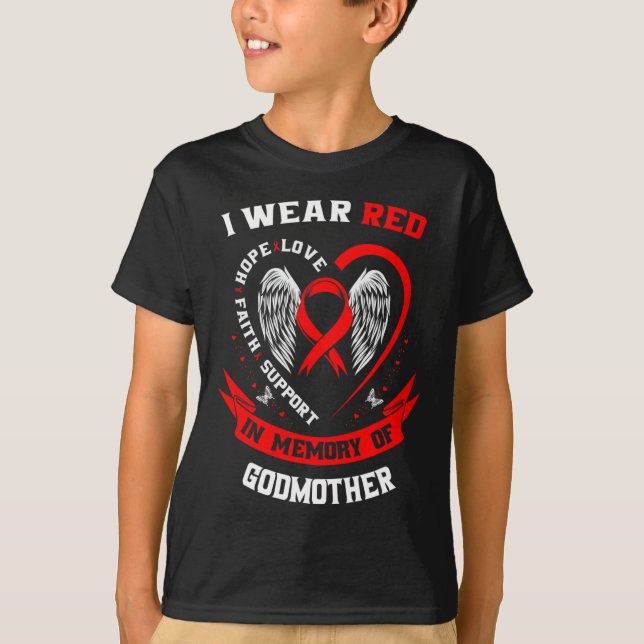 T-shirt Go Red In Memory Of Godmother Heart Disease Awaren (Devant)