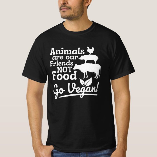 T-shirt Go Vegan Animaux sont nos amis Pas de nourriture D (Devant)