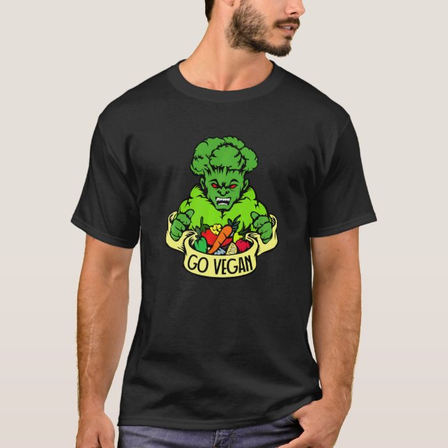 T-shirt Go Vegan Broccoli Weightlifting Gym Strengthsport  (Devant)