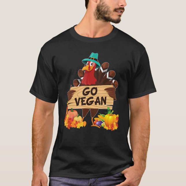 T-shirt Go Vegan I'm Thankful For Vegetarians Thanksgiving (Devant)