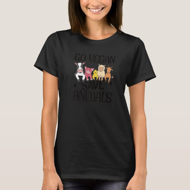 T-shirt Go Vegan Save Animals Premium (Devant)