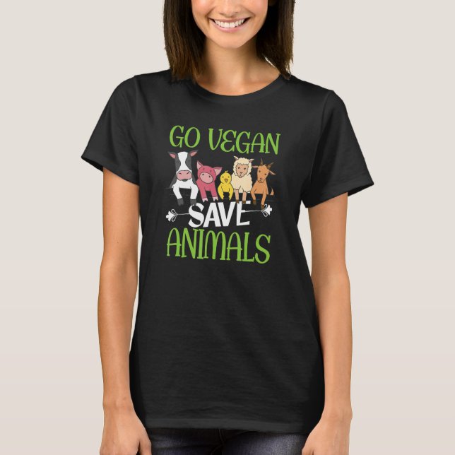 T-shirt Go Vegan Save Animals  Vegan Vegetarian (Devant)
