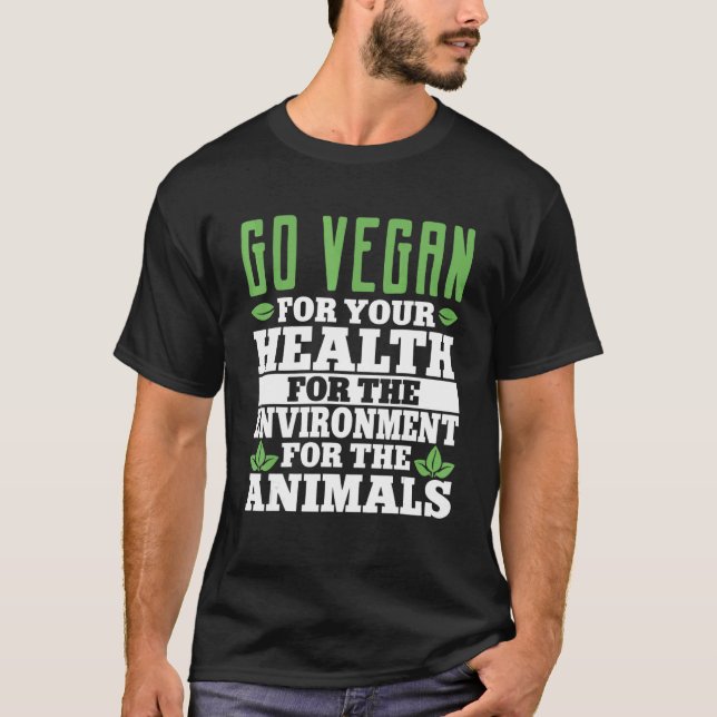 T-shirt Go Vegetarian Plante Basé Anti Viande Santé L (Devant)