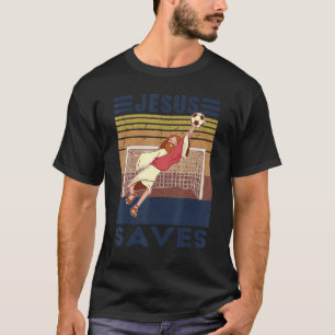 T-shirt Goalkeeper rétro Jesus Saves Soccer But