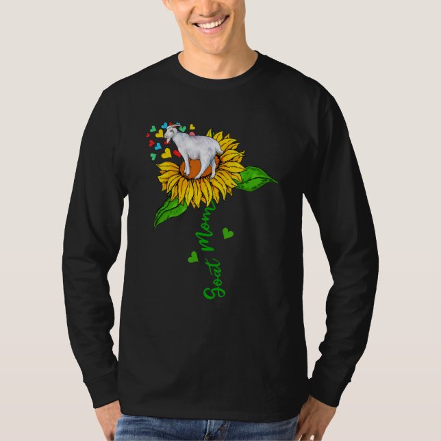 T-shirt Goat Mom Cute Farm Animals On Sunflower Farmer Mot (Devant)
