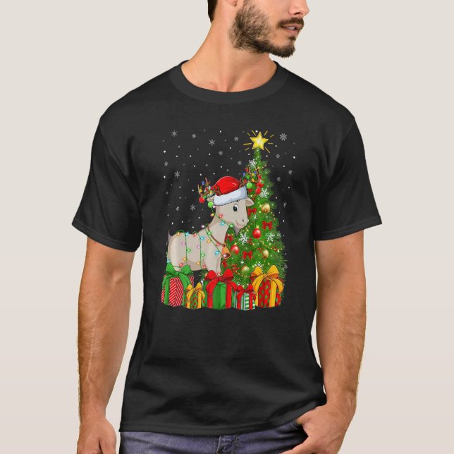 T-shirt Goat  Xmas Holiday Santa Goat Christmas Tree (Devant)