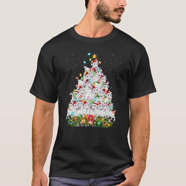 T-shirt Goat  Xmas Lights Santa Goat Christmas Tree (Devant)