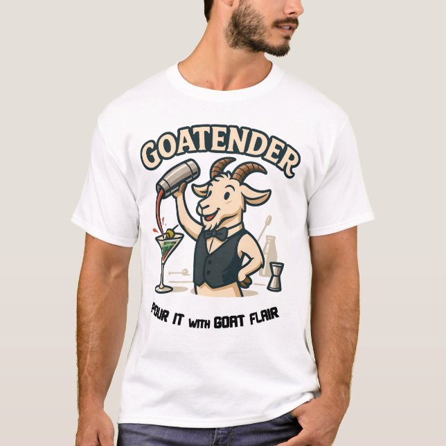 T-shirt Goatender Funny Goat Bartender Pun Design (Devant)