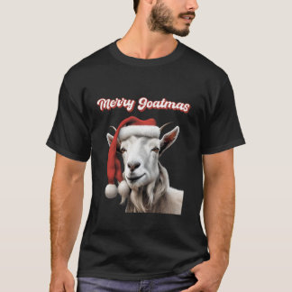 T-shirt Goatmas Joyeux avec chapeau de Père Noël pour chèv
