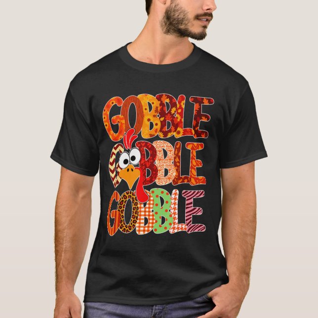 T-shirt Gobble Gobble Funny Turkey Thanksgiving Women Girl (Devant)