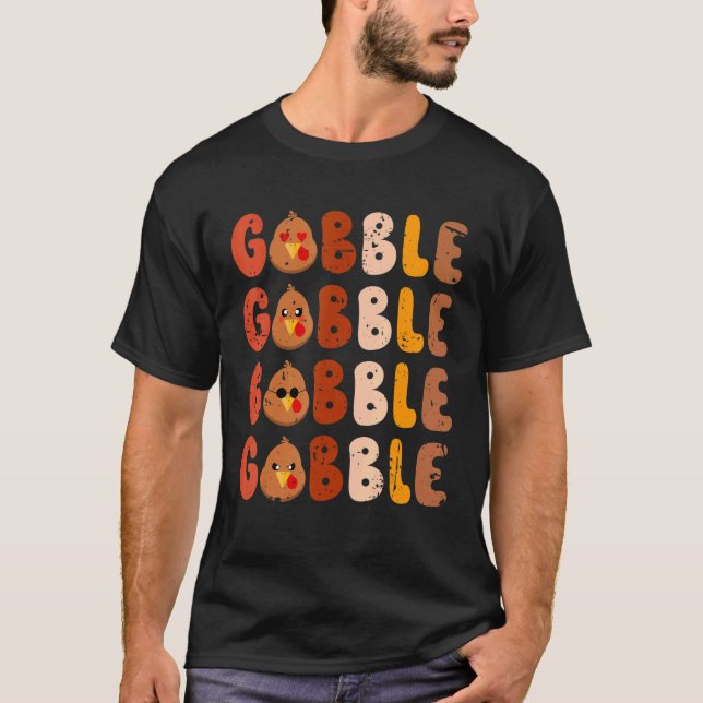 T-shirt Gobble Gobble mignon Turquie face Thanksgiving (Devant)