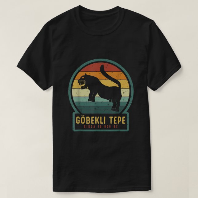 T-shirt Gobekli Tepe Lion Grand Chat Ancien Mégalithique S (Design devant)
