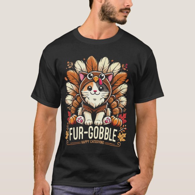 T-shirt Gobelet fourrure - Chat d'action de grâces mignonn (Devant)