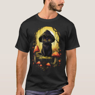 T-shirt Goblincore esthétique et chat Cottagecore foncé no