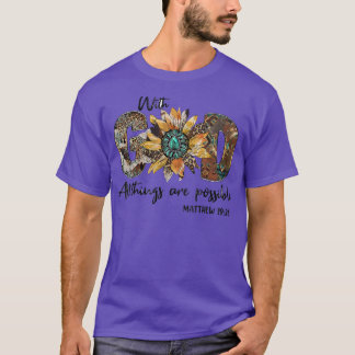 T-shirt God All Things Are Possible Sunflower Leopard Chri