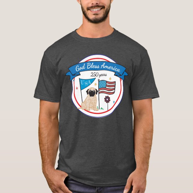T-shirt God Bless America 250yrs (Devant)