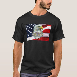 T-shirt God Bless America Bald Eagle USA American Flag 4e