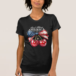 T-shirt God Bless America Cherry Bow USA 4 juillet