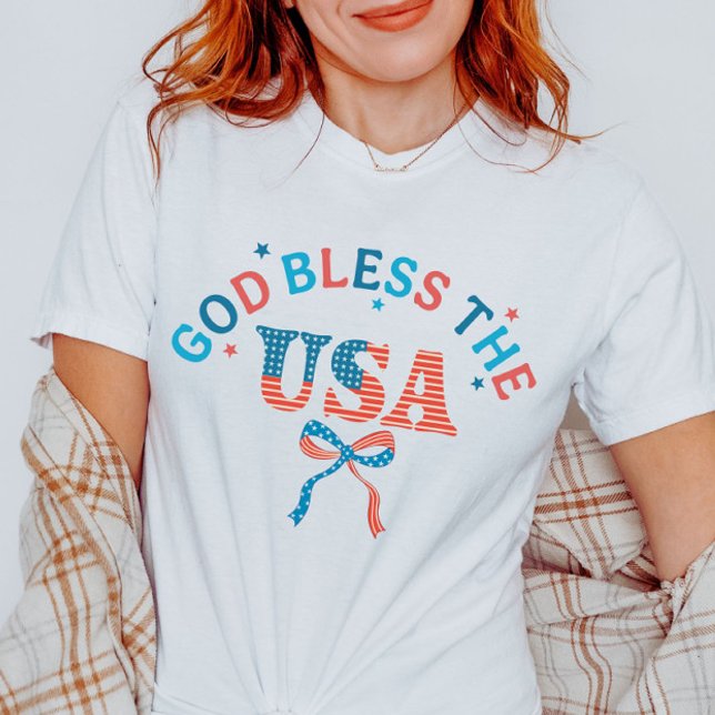 T-shirt God Bless America Cute USA Coquette 4 juillet (Créateur téléchargé)