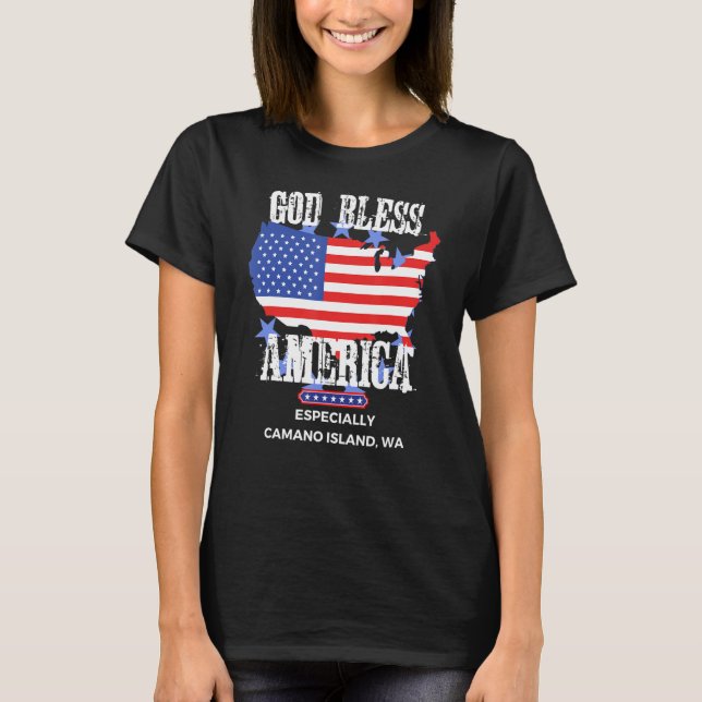 T-shirt God Bless America Especially Camano Island WA US S (Devant)