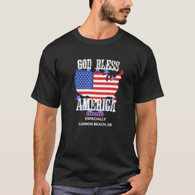 T-shirt God Bless America Especially Cannon Beach OR US St (Devant)