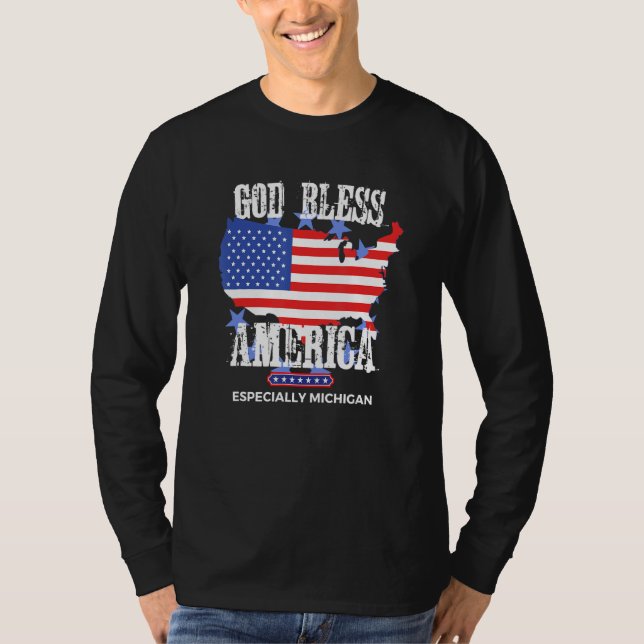 T-shirt God Bless America Especially Michigan US State Des (Devant)