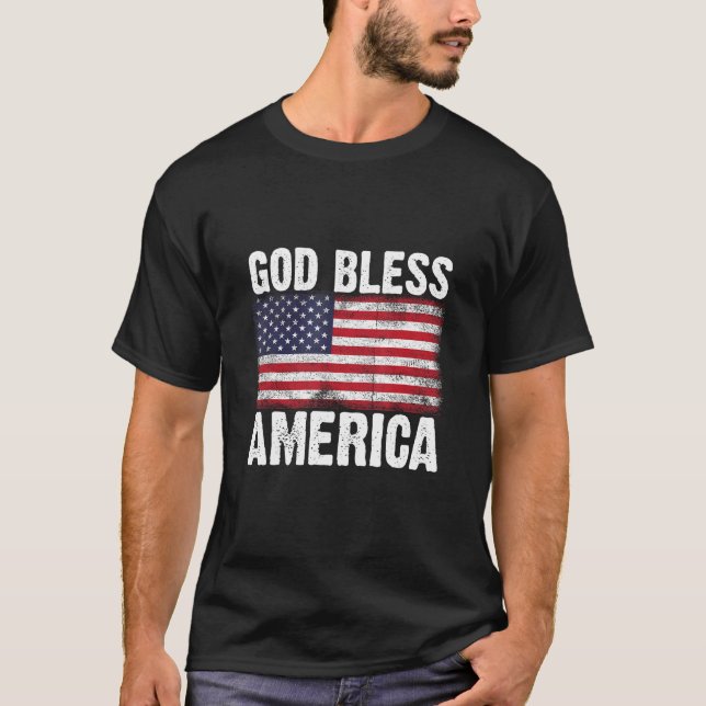 T-shirt God bless america for patriotic 4th of July (Devant)