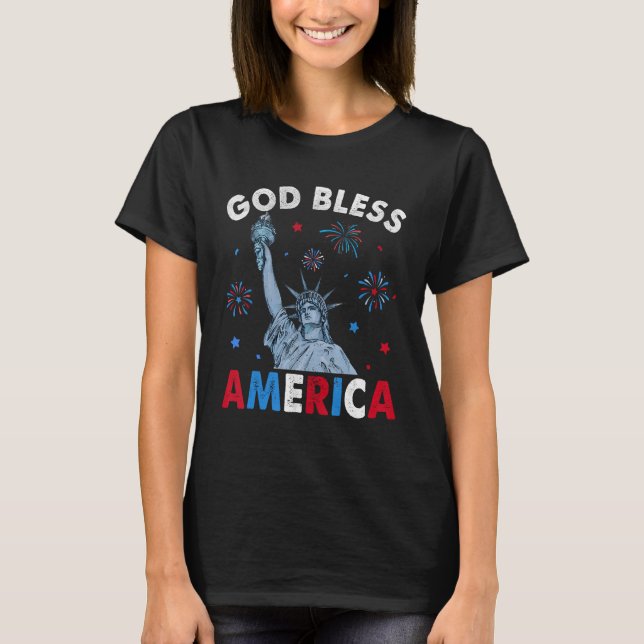 T-shirt God Bless America July 4th Independence Day USA Me (Devant)
