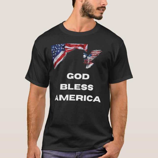 T-shirt God Bless America Patriotic (Devant)