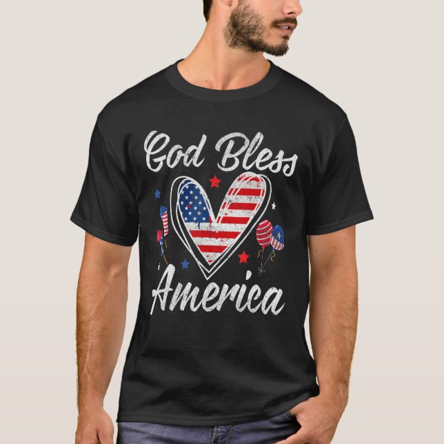 T-shirt God bless America Patriotic Independence Day 4th O (Devant)