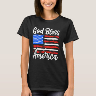 T-shirt God Bless America USA Drapeau Patriotique 4 juille