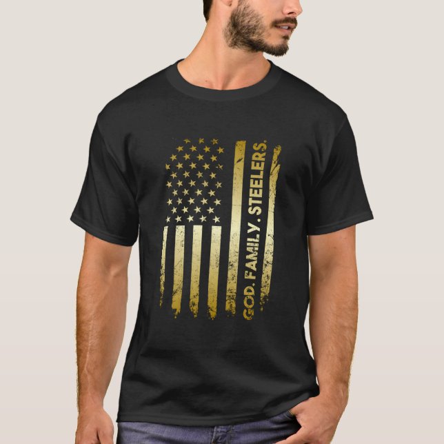 T-shirt God Family Slers Pro Us Flag Father'S Day Dad (Devant)
