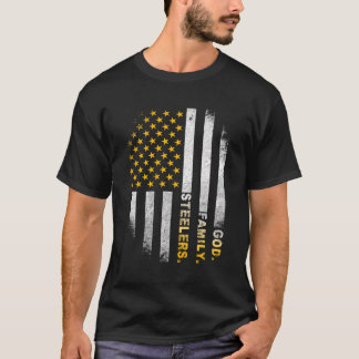 T-shirt God Family Steelers-Pro Us Flag Fête des pères de 