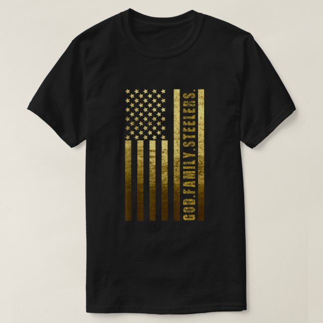 T-shirt God Family Steelers Pro Us Flag Fête des pères de  (Design devant)