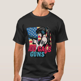 T-shirt ''God Gals Guns'' American Style