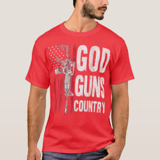 T-shirt God Guns Country AR15 Gun Rights American Flag Pat