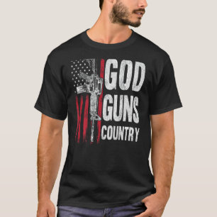 T-shirt God Guns Country AR-15 Gun Rights American Flag Pa