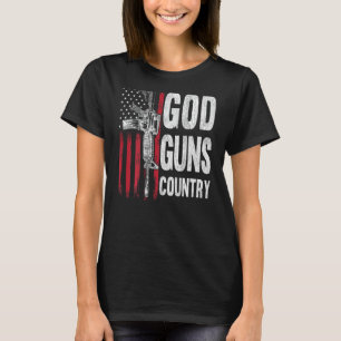 T-shirt God Guns Country AR-15 Gun Rights American Flag Pa