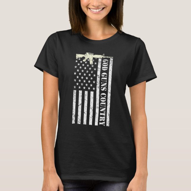 T-shirt God Guns Country With Gun American Flag Patriotic_ (Devant)