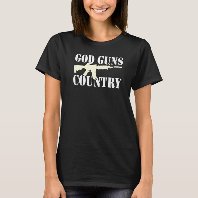 T-shirt God Guns Country With Gun American Flag Patriotic  (Devant)