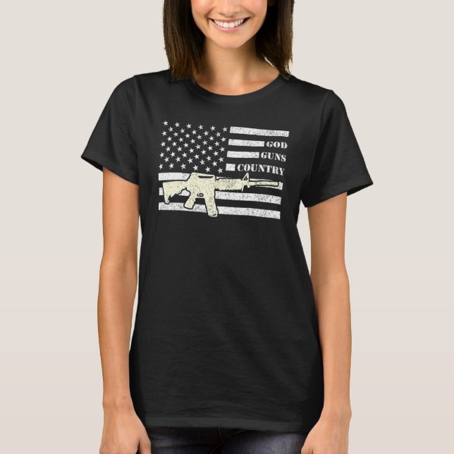 T-shirt God Guns Country With Gun American Flag Patriotic_ (Devant)