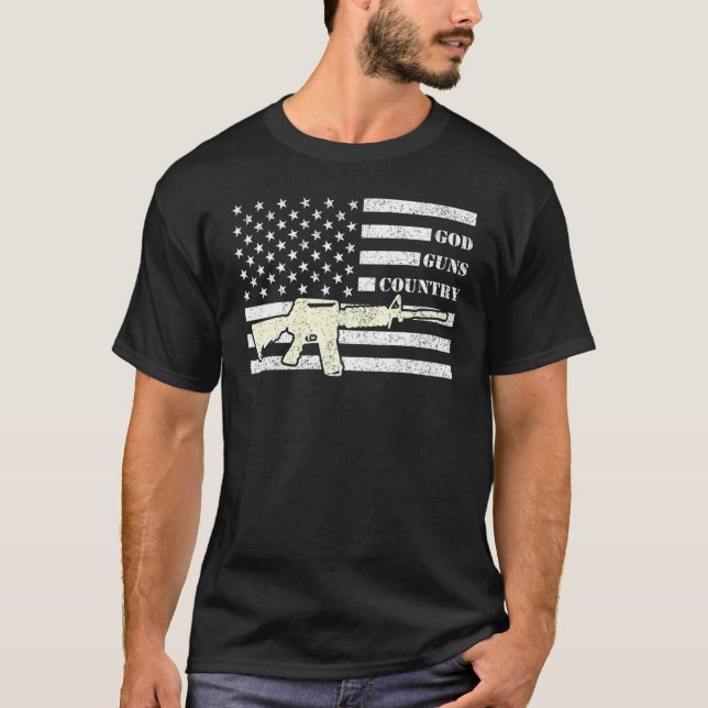 T-shirt God Guns Country With Gun American Flag Patriotic_ (Devant)